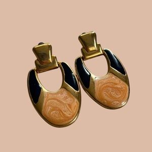 Vintage Gold and Black Earrings